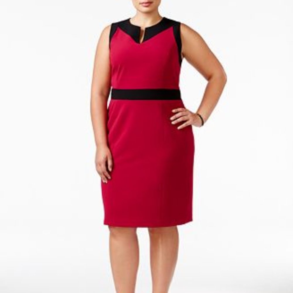 Nine West Plus Size Contrast-Trim Sheath Dress